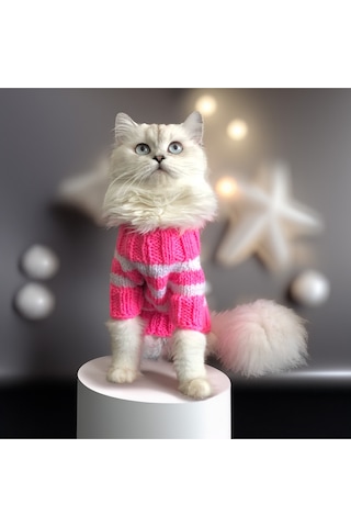 Kedi Ve Köpek İçin Pembe Beyaz Cool Kazak