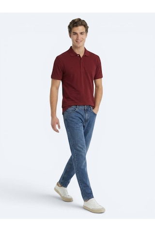 Kip Bordo Düz %100 Pamuk T-shirt