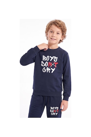 Panios Kids Erkek Çocuk Baskılı Bisiklet Yaka Çift Cepli Eşofman Takımı Lacivert