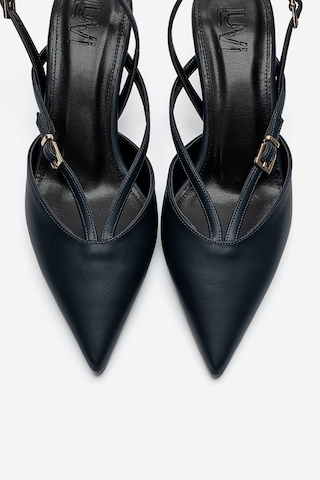 Luvi Shoes Armonıa Lacivert Cilt Bant Detaylı Kadın Topuklu Ayakkabı