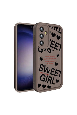 Galaxy A35 Kılıf Kamera Korumalı Baskılı Arka Yüzey Zore Klas Kapak Açık Kahve