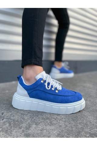 Mevese Duolc Bağcıklı Süet Erkek Günlük Rahat Taban Sneaker Ayakkabı - Mavi