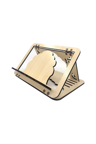 Taşınabilir Özel Tasarım Ahşap Lazer İşlemeli Kitap Okuma Standı, Tablet Ve Laptop Tutucu Çant