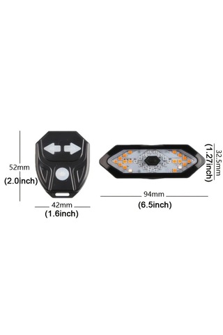 Bisiklet Dönüş Sinyali Şarj Edilebilir Bisiklet Arka Led Uyarı Işığı Uzaktan Kumandalı Siyah