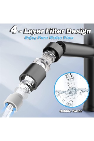 Musluk Perlatör Siyah , Mutfak Musluğu İçin 360 Dönebilen Nozul, 2 Pozisyon Diğer