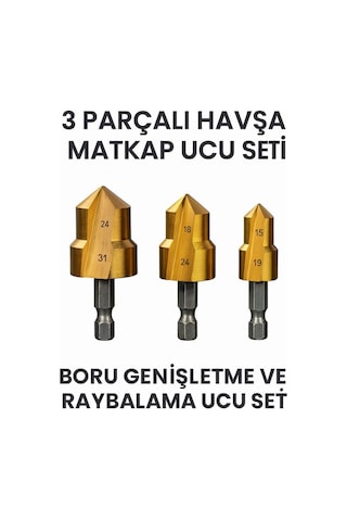 Merttools 3 Parça Havşa Matkap Uç Boru Genişletme Raybalama Uç 20-25-32
