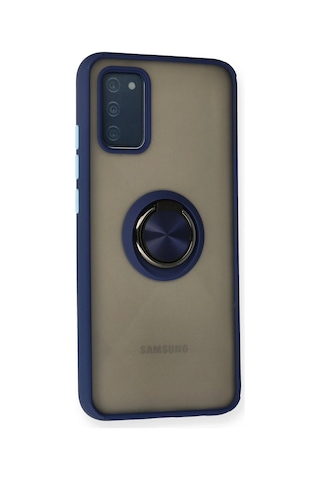 Newface - 312 - Samsung Galaxy Uyumlu A02s Kılıf Montreal Yüzüklü Silikon Kapak - Ece-umay - - Lacivert