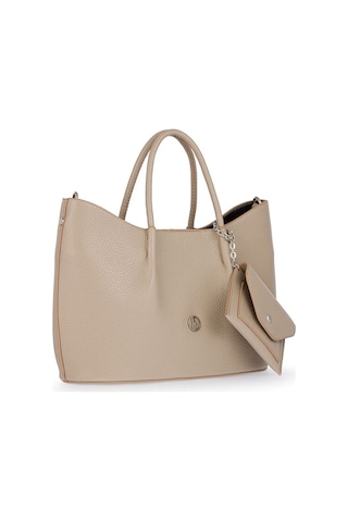 Bilik Deri Logo Detaylı Vizon Kadın El Çantası Riv 147-r Vizon