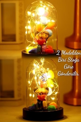 3 Modlu Led Işıklı Fanus İçinde Sevgili Çift Detaylı Sevgiliye Hediyelik Dekoratif Gece Lambası Genel