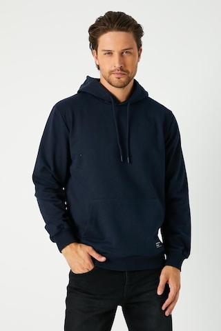 MMetalic Lacivert Erkek Kapüşonlu Kanguru Cepli Sweatshirt