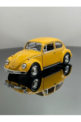 Volkswagen Beetle 1:32 Ölçek Metal Çek Bırak Model Araba 12 Cm - Sarı
