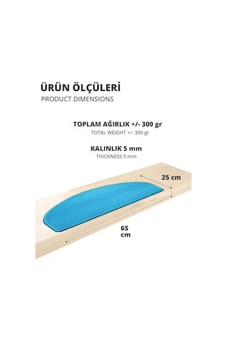 Yarım Ay Bukle Halıdan Ekonomik Basamak Ve Merdiven Paspası 16'lı - Turkuaz Null