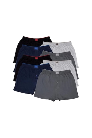 Nacar Store Erkek Siyah Penye Boxer 8'li Çok Renkli