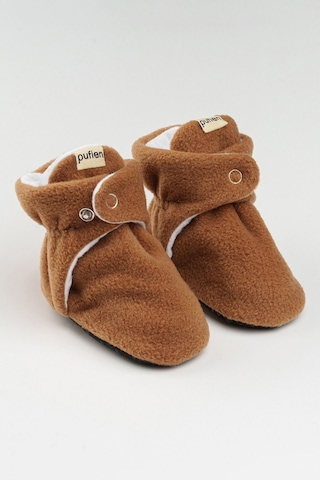 Organik Pamuk Astarlı, Bebek İlk Adım Ayakkabısı, Kaydırmaz Taban, Bebek Pandufu, Bebek Patik Kahverengi Kahverengi