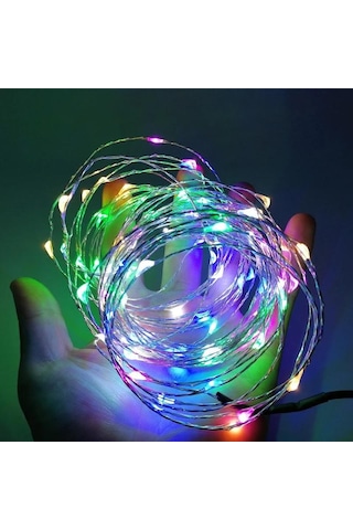 3 Metre Rgb Çok Renkli Led Işıklı Peri Tel Ev Dekoratif Pilli Aydınlatma Organizasyon Süsleme