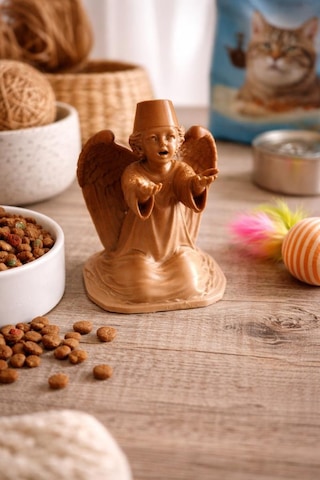 Melek Biblo Dekoratif Obje Fes Detaylı 10.5 Cm Kitaplık & Vitrin Süsü, Otantik Tasarım