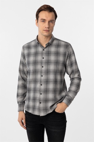 Süvari Siyah Slim Fit Düz Düğmeli Yaka Gömlek Siyah