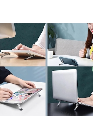 Dizüstü Bilgisayar Standı Katlanabilir İnce Metal Braket Taşınabilir, Ergonomik Laptop Telefon Standı Masaüstü Çok Amaçlı 1 Adet Ayak Sku: Smg8690010226723
