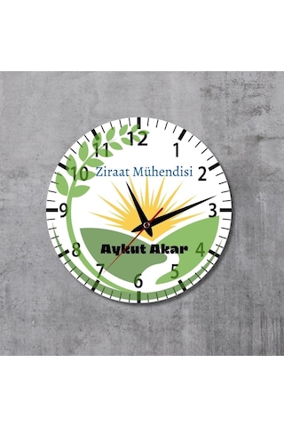 Ziraat Mühendislerine Özel Tasarımlı Hediye Duvar Saati Cam Duvar Saati Çok Renkli
