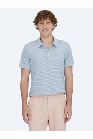 Kip Mavi Polo Yaka %100 Pamuk T-shirt Mavi