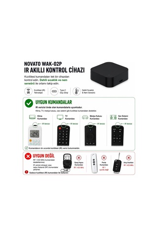 Tuya Uyumlu Dahili Sıcaklık Ve Nem Sensörlü Wifi Ir Kumanda Wak-02p Genel