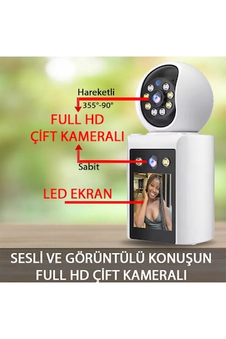 Çift Lensli Monitörlü Full Hd Alarmlı Akıllı Bebek Ve Ev/ofis Güvenlik Kamerası