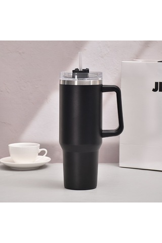 Dinosaurs 40oz Paslanmaz Çelik Kahve Kupası Mühürlü Saman Termos Büyük Kapasiteli Araba Vakum Şişesi Seyahat Termos-425 Altın