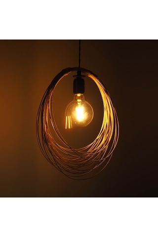 Bambu, Hasır, Rattan Avize Sarkıt: Universe 35Cm - Siyah Takim