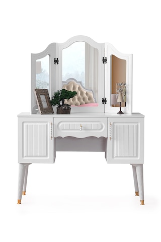 Riga Şifonyer-makyaj Masası-aynalı-mdf-beyaz Beyaz