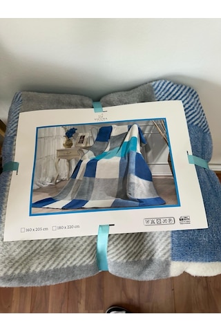 Lüks Peluş Battaniye Tek Kişilik Mavi 160 x 220