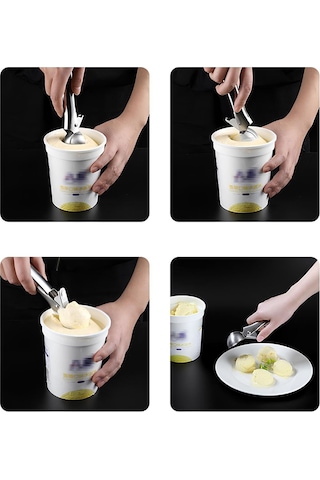 Çelik Kurabiye Helva Sunum Kaşığı Top Dondurma Kaşığı Cin50