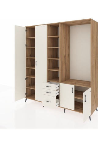 Kronos Dolap 13 Raflı 3 Çekmeceli 4 Kapaklı 220x59x243 Çam-aytaşı/aytaşı Aytası/aytası