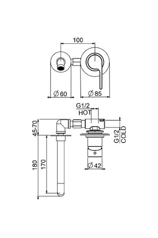 İtalyan Webert- Do Re Mi Ankastre Lavabo Bataryası Mat Siyah Dr830606560