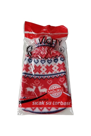 Vichy Geyik Desenli Polar Kılıflı Sıcak Su Torbası Kırmızı