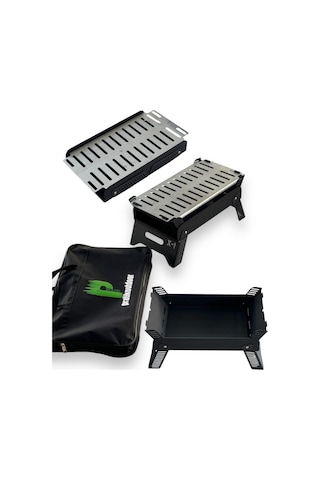 Tr Paslanmaz Izgaralı Portatif Katlanır Mangal 47x25cm Model X1 - Taşıma Çantalı Pratik Diğer