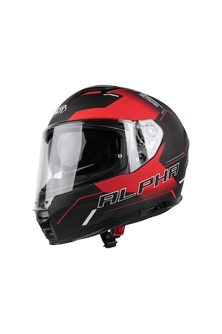 Pilot Alpha Sv Kırmızı Siyah Kapalı Motosiklet Kaskı Siyah