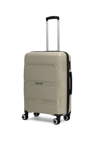 Lucas Polipropilen Kırılmaz Valiz, Orta Boy Bej