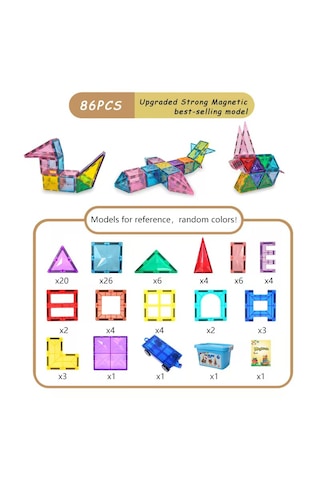 Magblock 86 Parça Manyetik Yapı Blokları - Çocuklar Için Eğitici