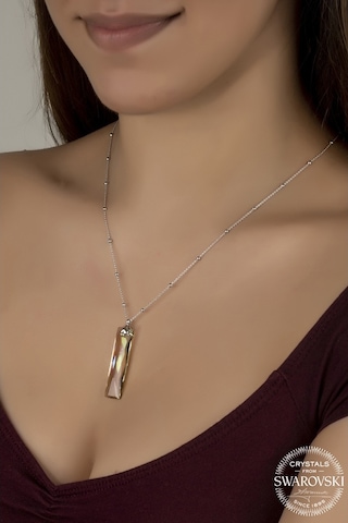 Union Swarovski Crystal Kadın Yeşil Baget Gümüş Kolye