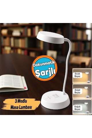 Masa Üstü Lamba Şarjlı Akrobat 360 3 Kademe Dokunmatik Çalışma Okuma Işığı Gece Lambası Soft Işık Diğer
