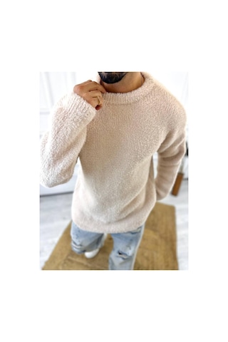Elku Moda Kazak Oversize Tüylenmez Polar Kazak Bol Kesim Naturel Pamuk Rahat Kesim Salaş Peluş Kazak Krem