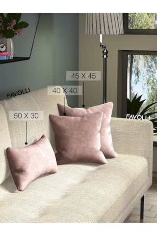 Kadife Dokulu Türk Gülü Rengi Kırlent Kılıfı Dream Serisi Punch Için Uygun Gizli Fermuar Türk Gülü