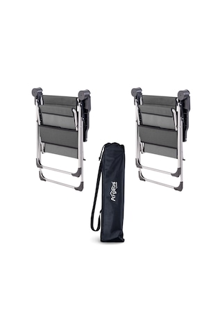 2 Adet Katlanır Kamp Sandalyesi Ve Alüminyum Masa Seti - Rock Silver - Füme Karışık/Çok Renkli