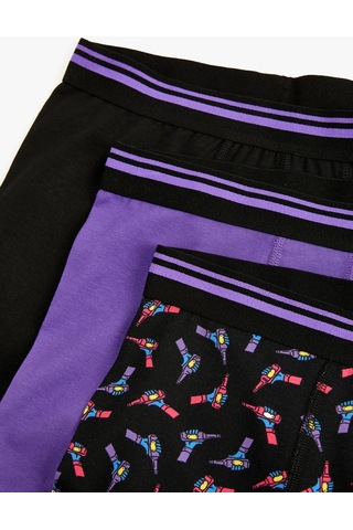 Koton 3'Lü Boxer Seti Oyun Baskılı Çok Renkli Mavi 4Slm90043Mk 4Slm90043Mk664