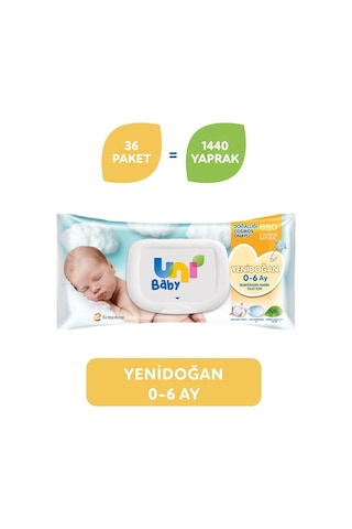 Uni Baby Yenidoğan Islak Havlu Mendil 36'Lı 1440 Yaprak