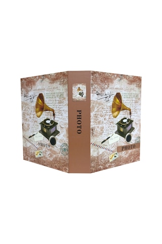 Rabsev Fotoğraf Albümü 10x15cm 200 Fotoğraf Kapasiteli Renkli Gramofon Desenli Anı Albümü