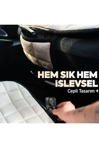 Premium Cepli Ortopedik Oto Koltuk Minder Seti - Oto Koltuk Kılıfı - Tam Set - Antrasit