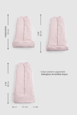 Elyaf Dolgulu Kapitone Pembe Uyku Tulumu 0-6 Ay Pembe