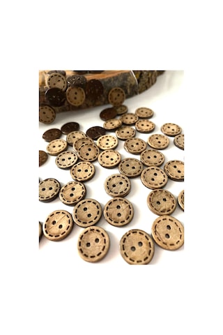 15 Mm 24 Boy Dikişli Kokonat Düğme 20 Adet