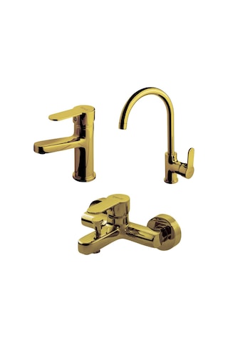 Domino Altın Banyo,evye,lavabo Bataryası Set 971538-971528-971518 Altın